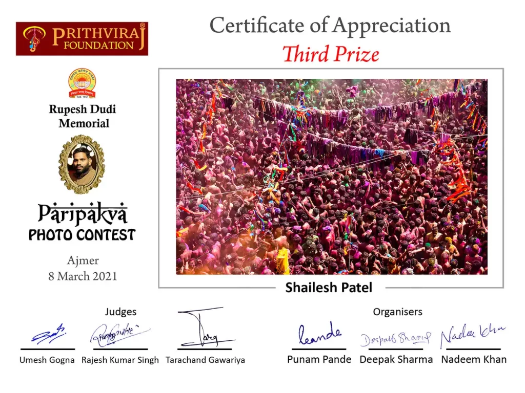 Appreciation Certificate from Prithviraj Foundation