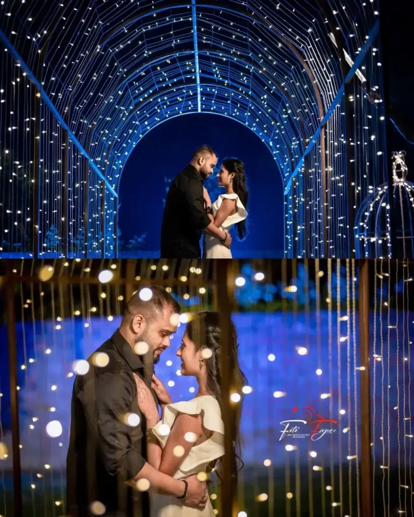 Enchanted Night: Gopi and Ravi Embrace Under Glowing Lights