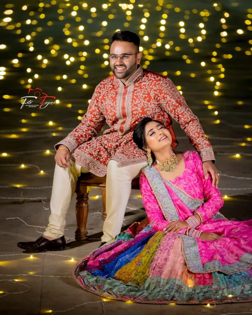Beautiful Bride and Groom at their Sangeet