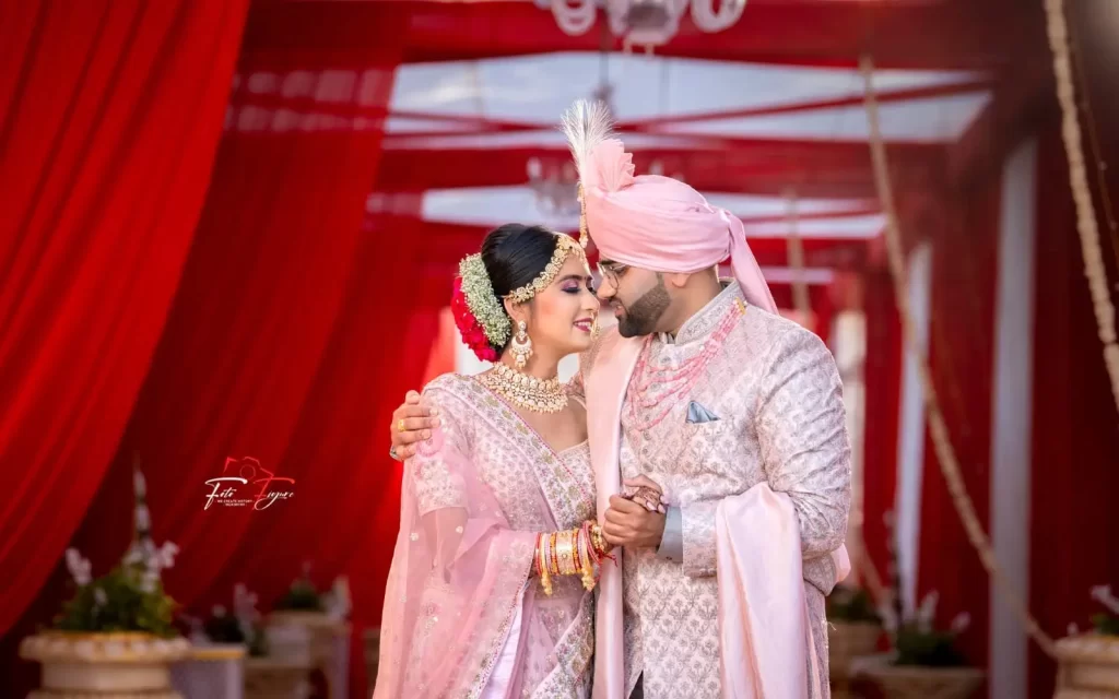 Roha and Jinal Posing at their Wedding