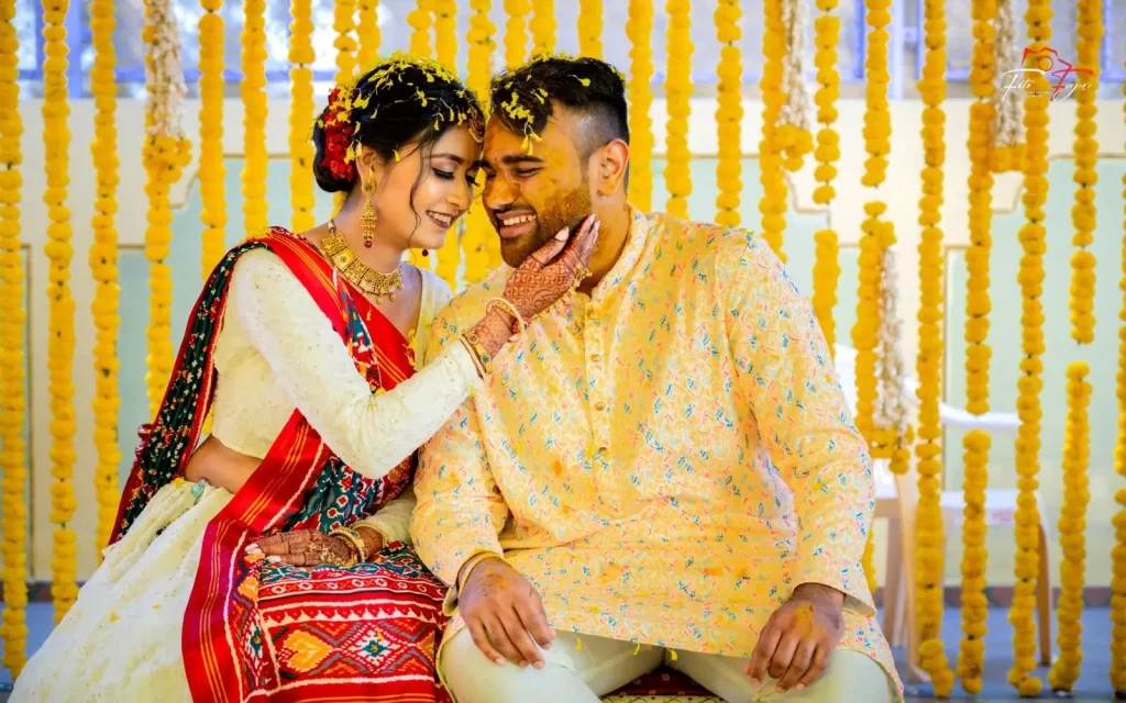 Roha and Jinal Enjoying Haldi Ceremony