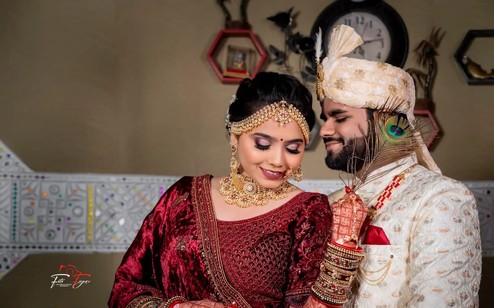 Elegant bride and groom portrait